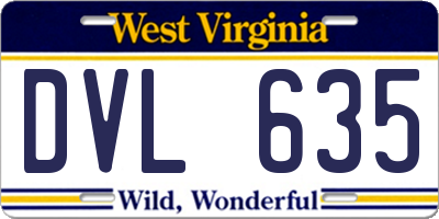 WV license plate DVL635