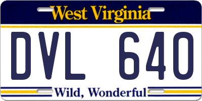 WV license plate DVL640