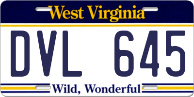 WV license plate DVL645