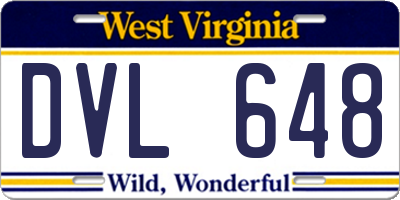 WV license plate DVL648