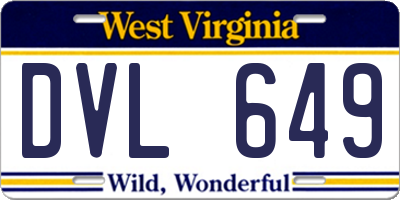 WV license plate DVL649
