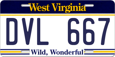 WV license plate DVL667