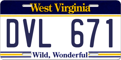 WV license plate DVL671