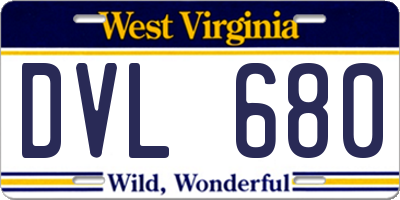 WV license plate DVL680