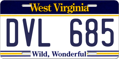WV license plate DVL685
