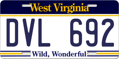 WV license plate DVL692
