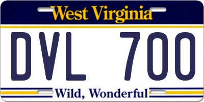 WV license plate DVL700