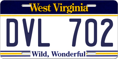 WV license plate DVL702