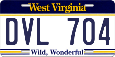 WV license plate DVL704