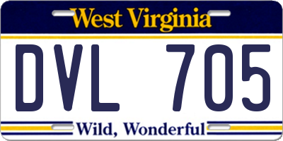 WV license plate DVL705