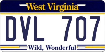 WV license plate DVL707