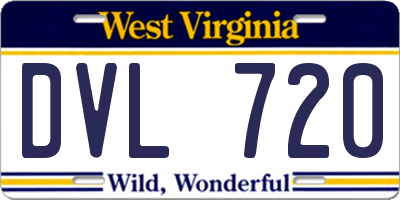 WV license plate DVL720