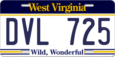 WV license plate DVL725