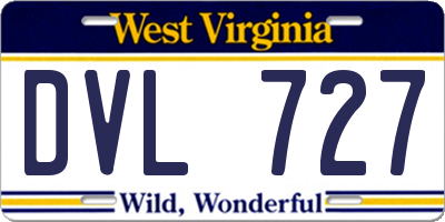 WV license plate DVL727