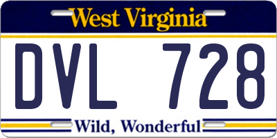 WV license plate DVL728