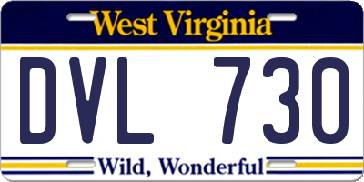 WV license plate DVL730