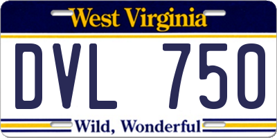 WV license plate DVL750
