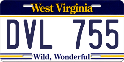 WV license plate DVL755