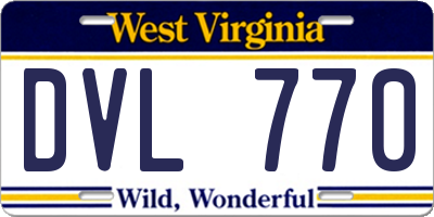 WV license plate DVL770