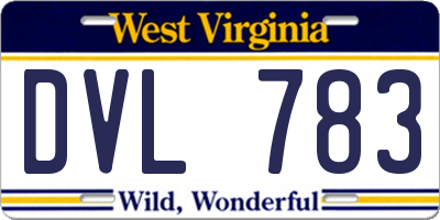 WV license plate DVL783