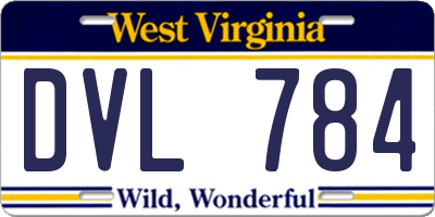 WV license plate DVL784