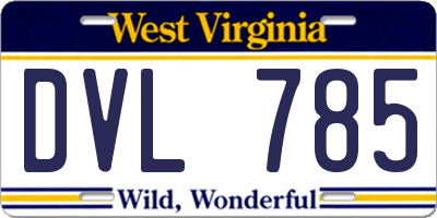WV license plate DVL785