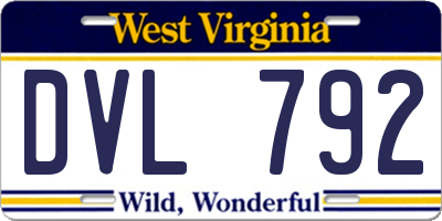 WV license plate DVL792