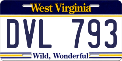 WV license plate DVL793