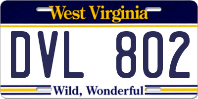WV license plate DVL802