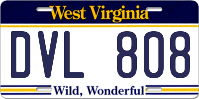 WV license plate DVL808
