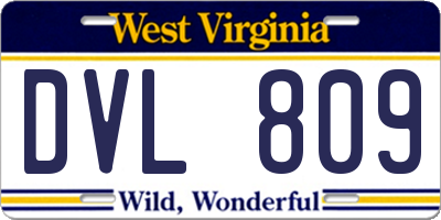 WV license plate DVL809