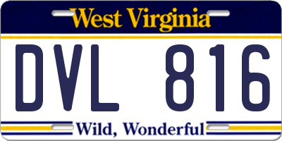 WV license plate DVL816