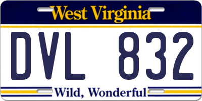 WV license plate DVL832