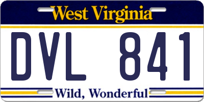 WV license plate DVL841