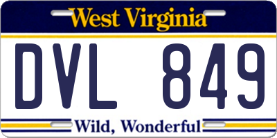 WV license plate DVL849