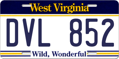 WV license plate DVL852