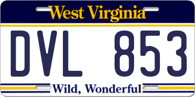 WV license plate DVL853