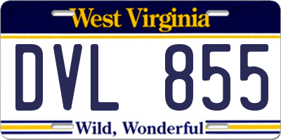 WV license plate DVL855