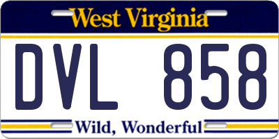 WV license plate DVL858