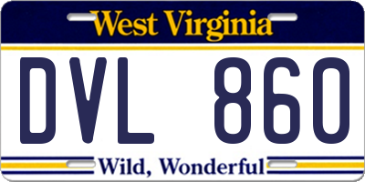 WV license plate DVL860