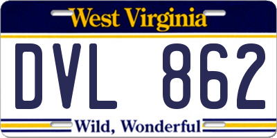 WV license plate DVL862