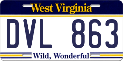 WV license plate DVL863