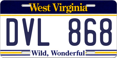WV license plate DVL868