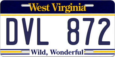 WV license plate DVL872
