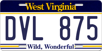 WV license plate DVL875