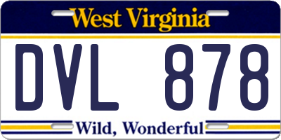 WV license plate DVL878