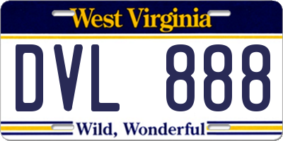 WV license plate DVL888