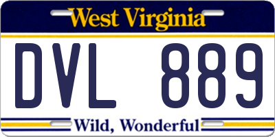 WV license plate DVL889