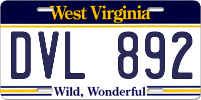 WV license plate DVL892
