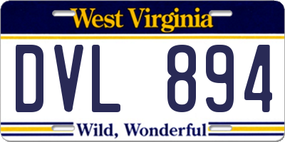 WV license plate DVL894